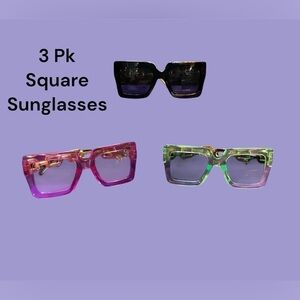 3 PAIR OF LARGE SQUARE SUNGLASSES GREAT GIFT